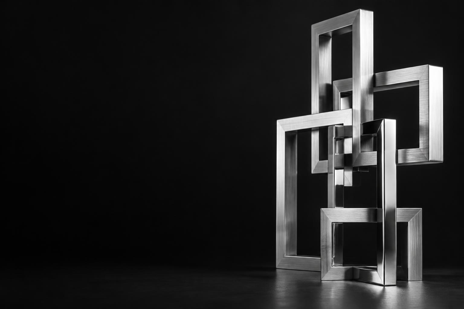 Interlocking sculptural metal frames
